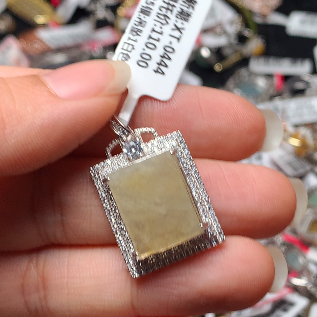 翡翠戒指银S925镶嵌天然翡翠吊坠