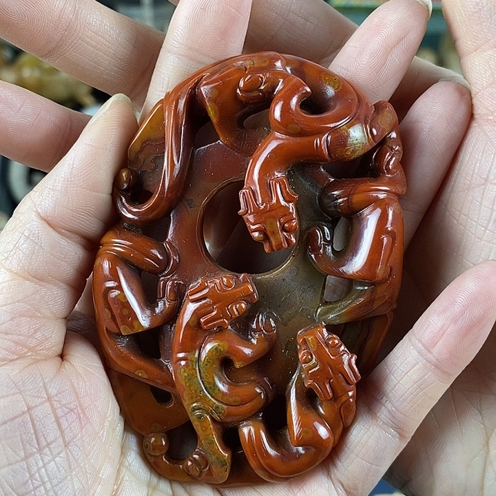 风***痕玛瑙/玉髓未镶嵌车挂