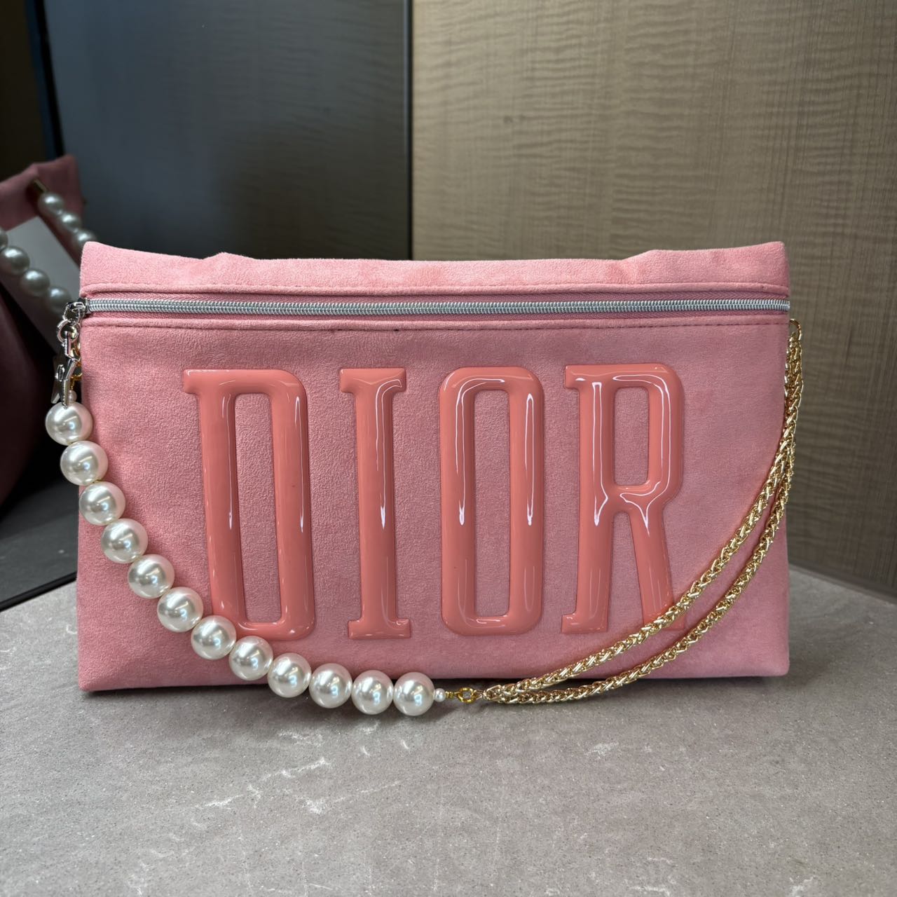 【佟掌柜专属】迪奥粉色手提包通勤化妆包【长25cm*宽3cm*高15cm】-d