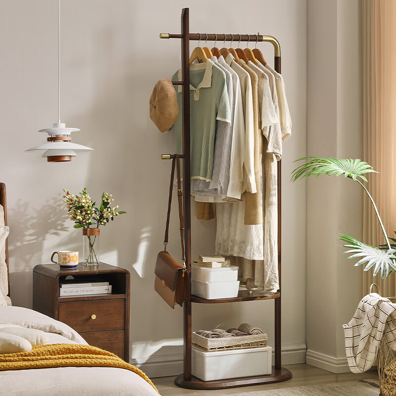铜素衣帽架挂衣架落地衣架实木衣服架卧室衣架