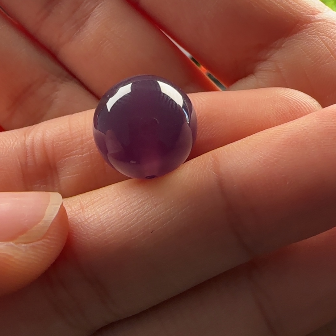 小***华玛瑙/玉髓未镶嵌圆珠：14紫玛瑙