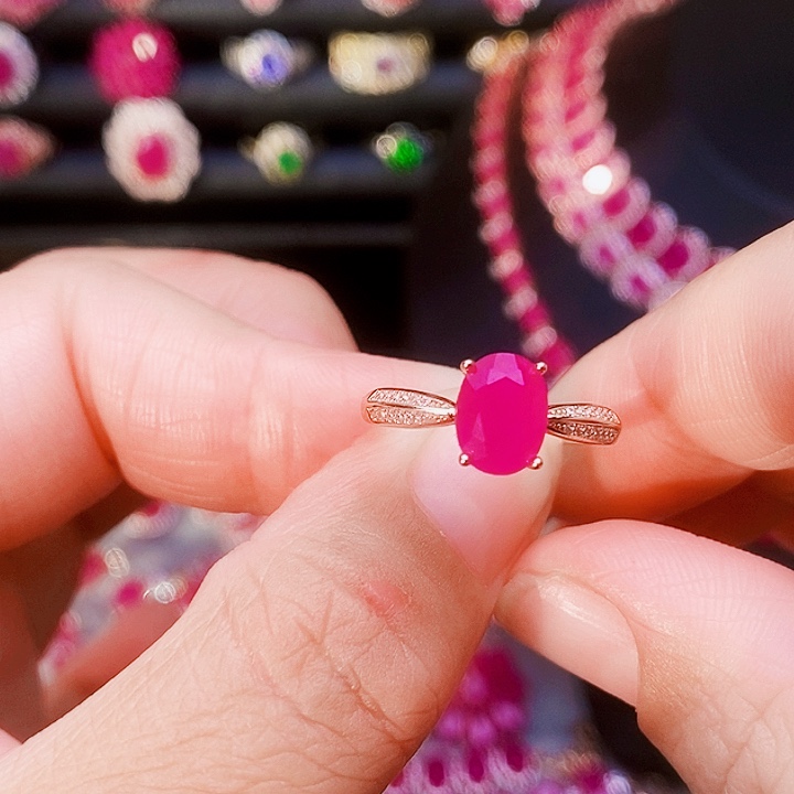 红宝石银S925镶嵌戒指