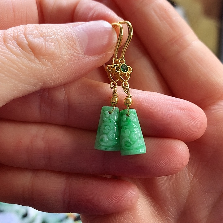 翡翠耳饰银S925镶嵌耳饰