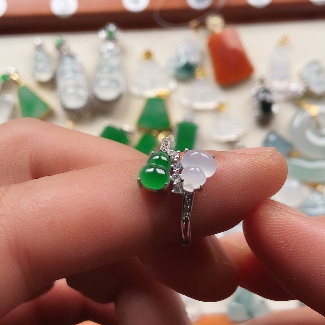 翡翠银S925镶嵌戒指