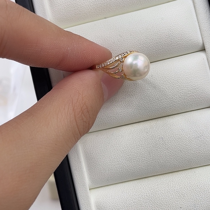 银S925镶嵌戒指海水珍珠