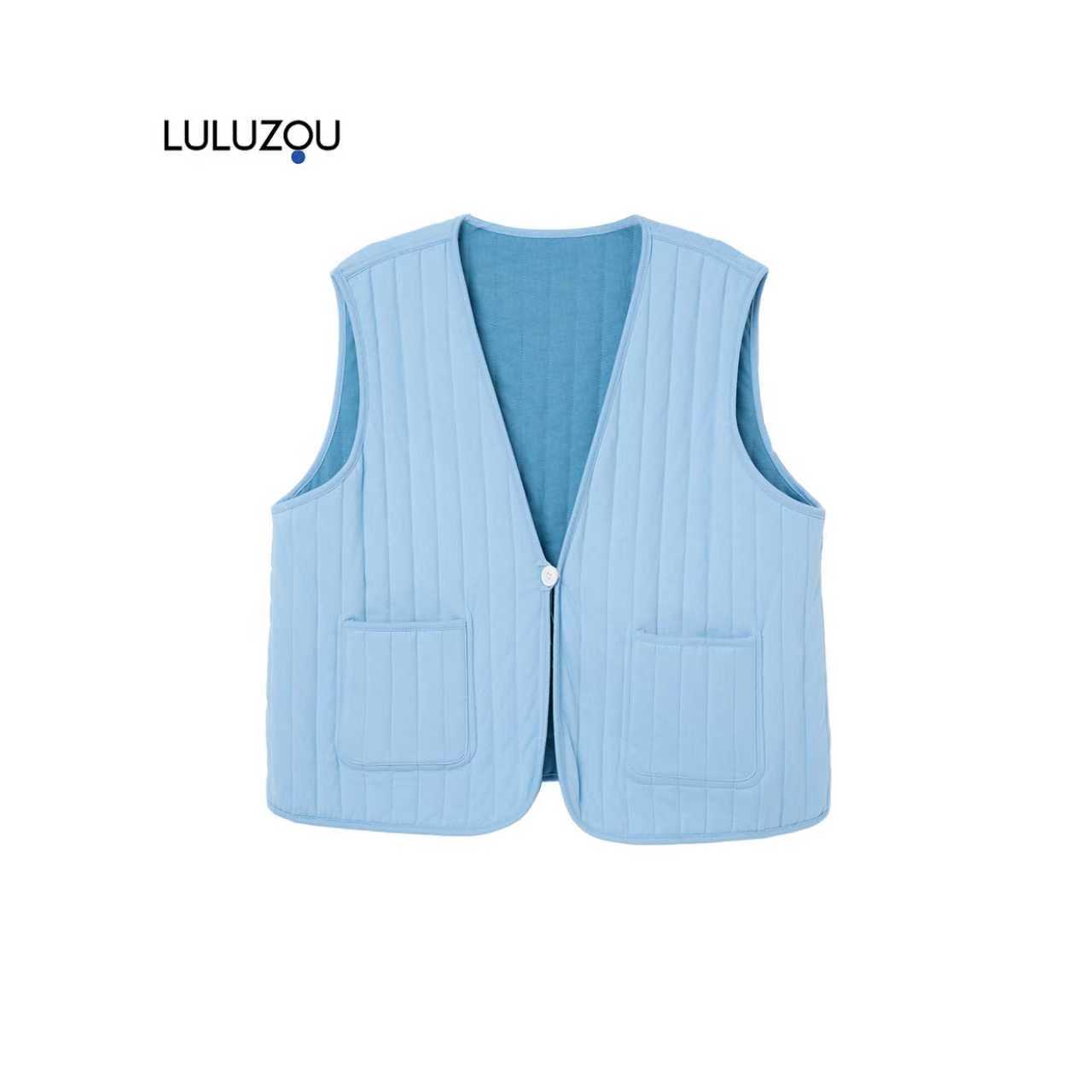 luluzou竖坑条V领马甲08835