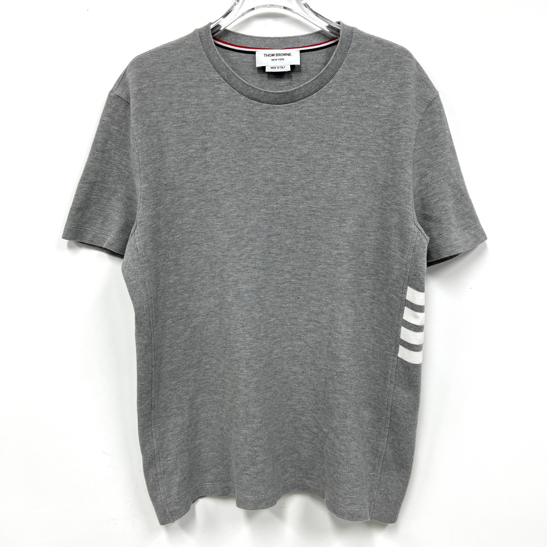 99新 THOMBROWNE 汤姆布朗 TB四条纹灰色圆领短袖 3码/8028/     