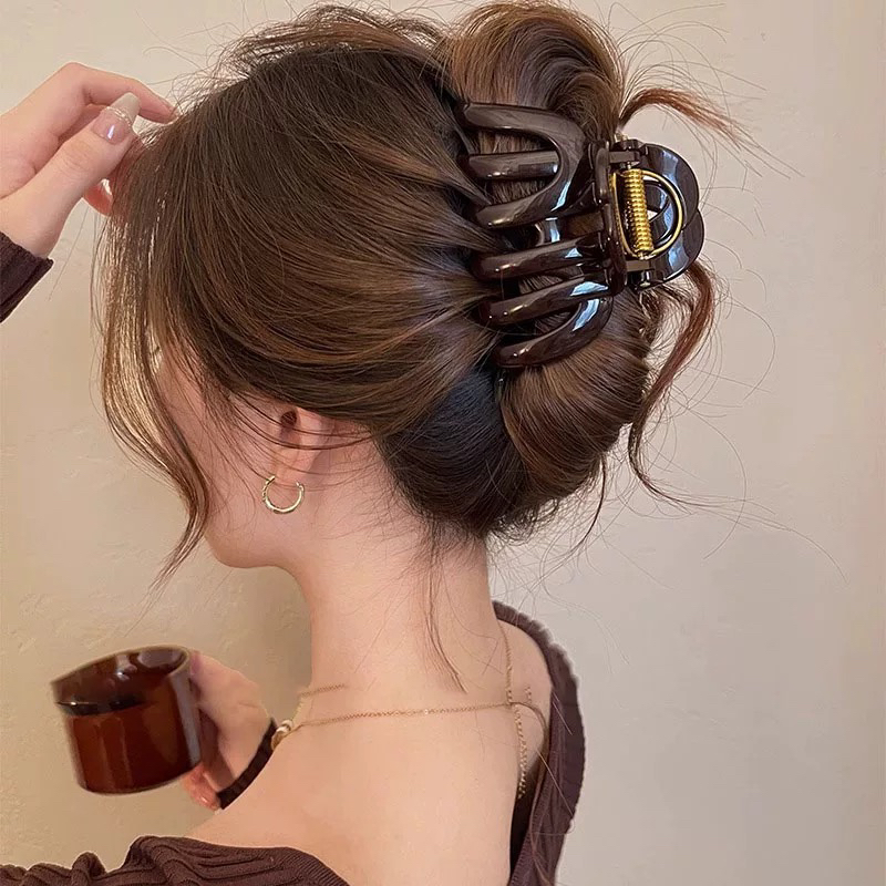 高级感南瓜鲨鱼夹女发量多简约风后脑勺盘发头饰