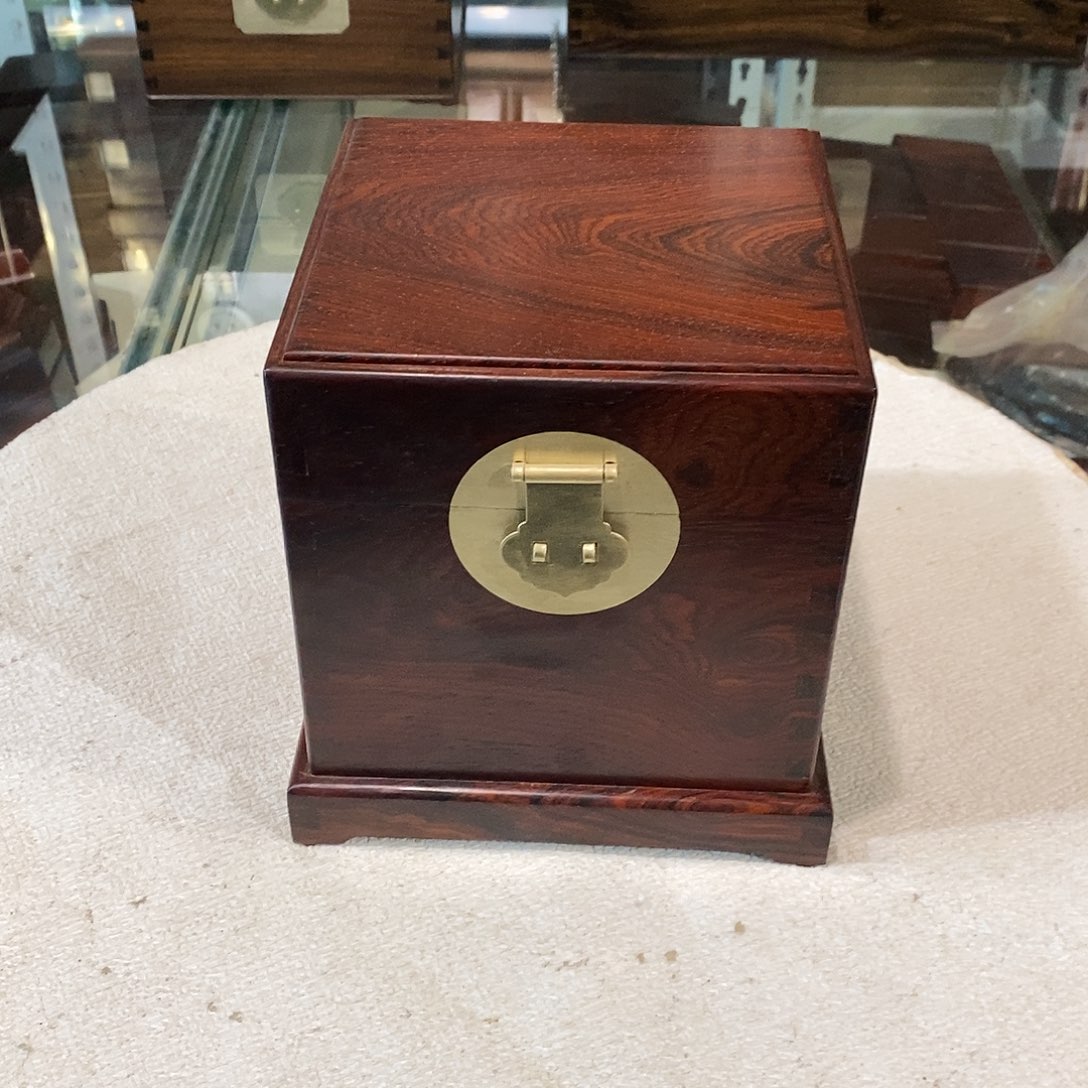 微凹黄檀（南美大红酸枝）独板百宝盒16.3/16.3/17