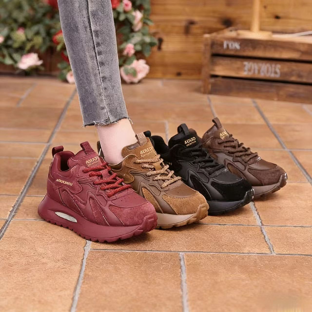 轻便舒适百搭时尚厚底增高跑步软底阿甘鞋新款女鞋808