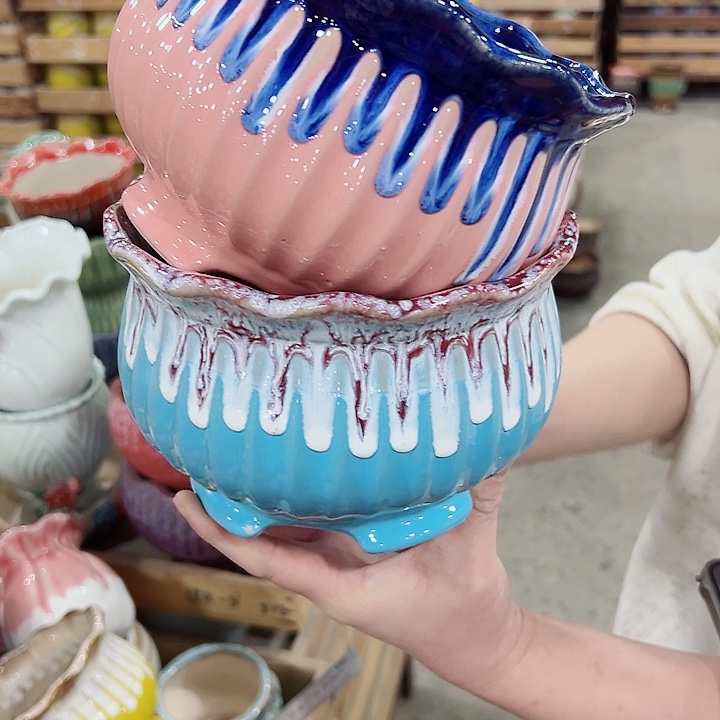 有孔.凑满10元发货多肉陶瓷花盆！