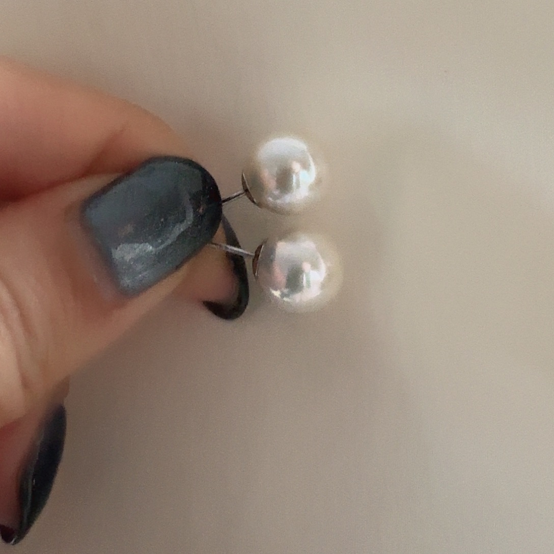 淡水珍珠耳饰银S925镶嵌9-10mm