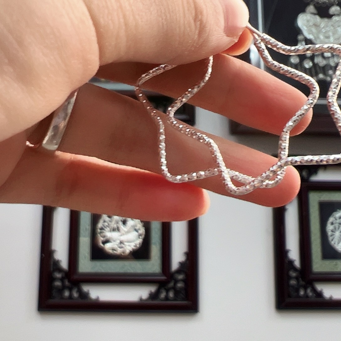 无足银三**毛五角星耳环