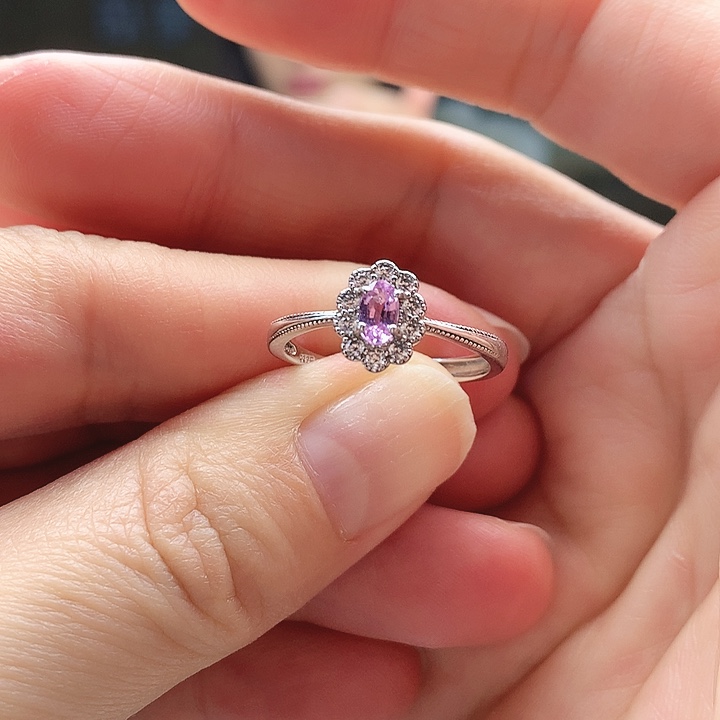 彩色蓝宝石戒指银S925镶嵌