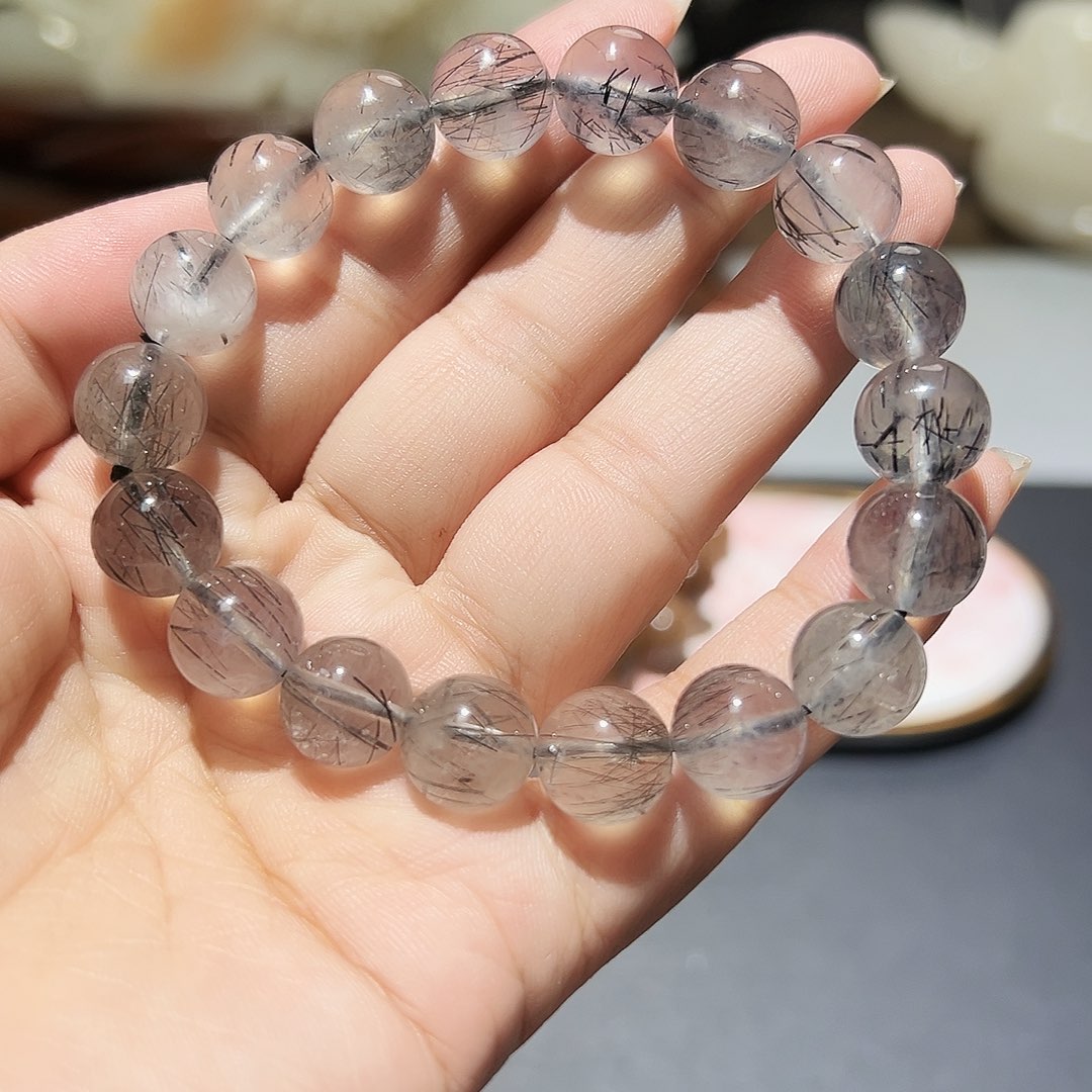 未镶嵌手链水晶黑发晶11毫米30号