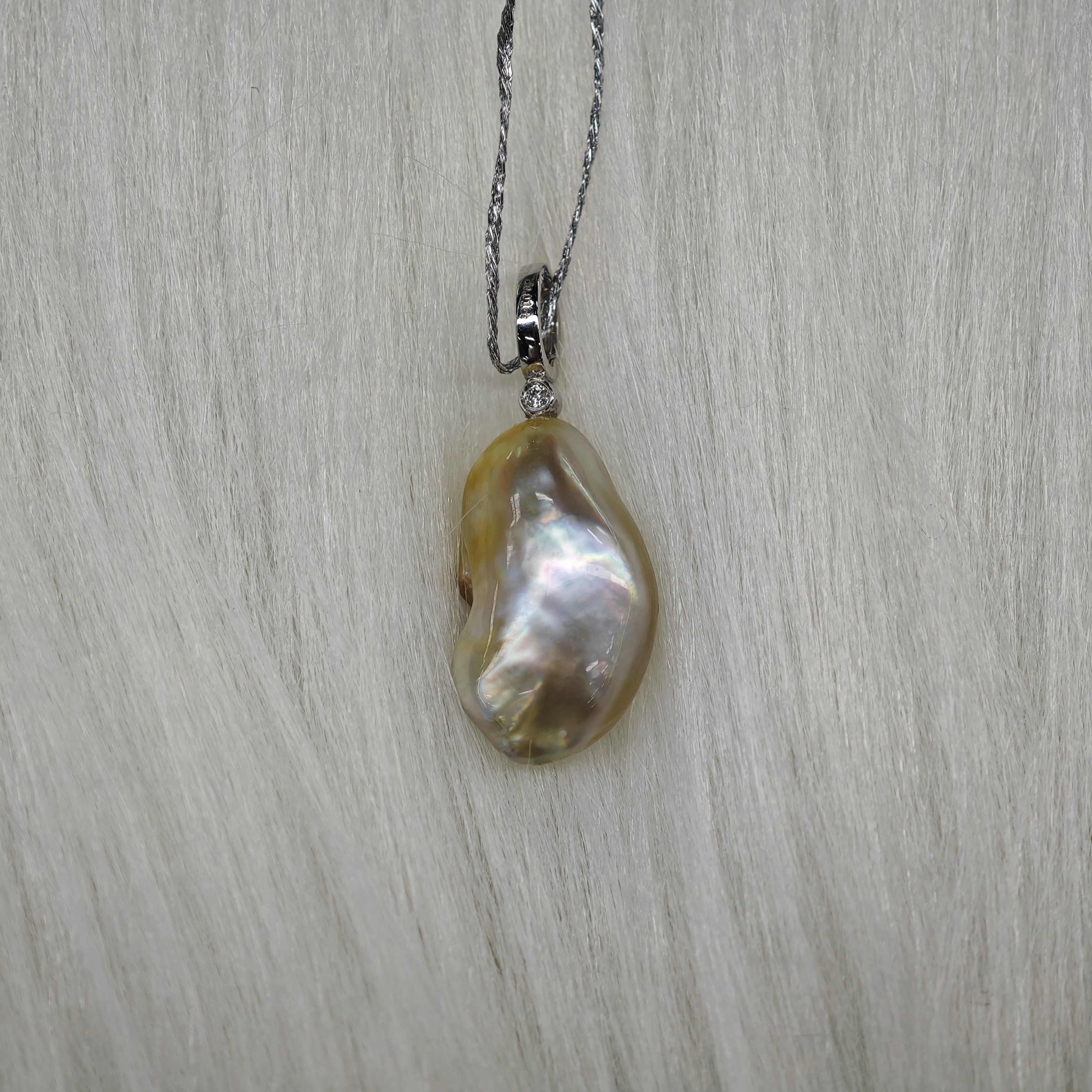 南洋海水金珠keshi克旭万能扣吊坠鎏金色滑皮无瑕时尚新春礼物