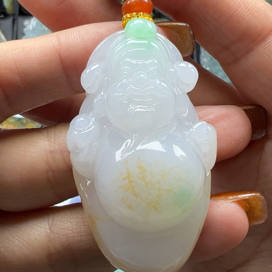 翡翠未镶嵌颈饰财神