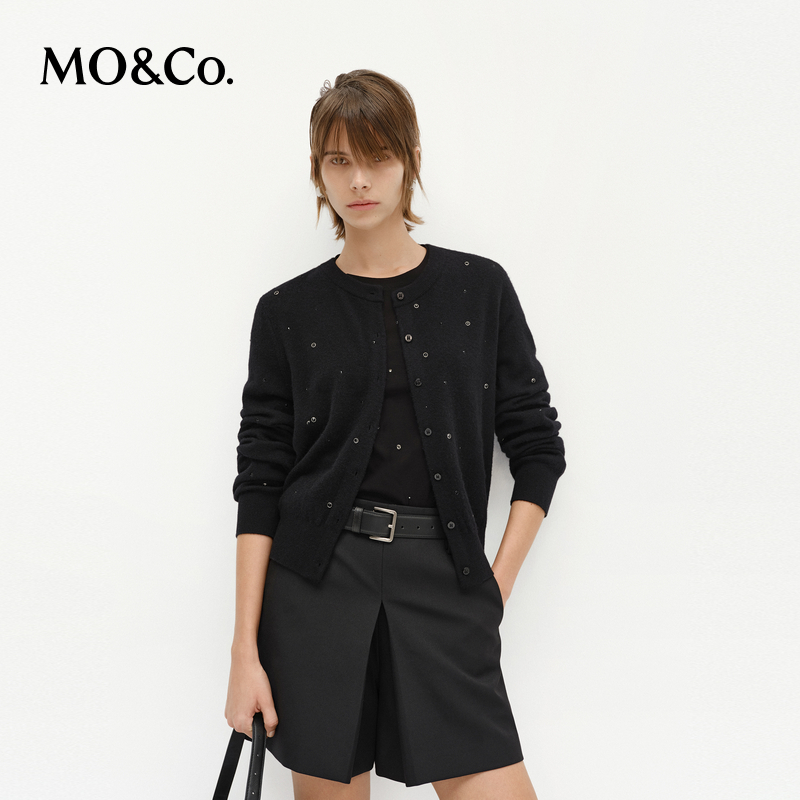 【维维专属】MOCO针织开衫2025春新年锦鲤刺绣绵羊毛MBE1CAR012