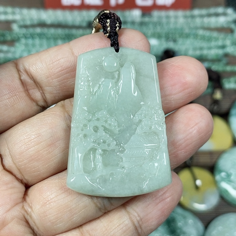 【闪购商品】翡翠颈饰未镶嵌玉吊坠翡翠玉山水牌