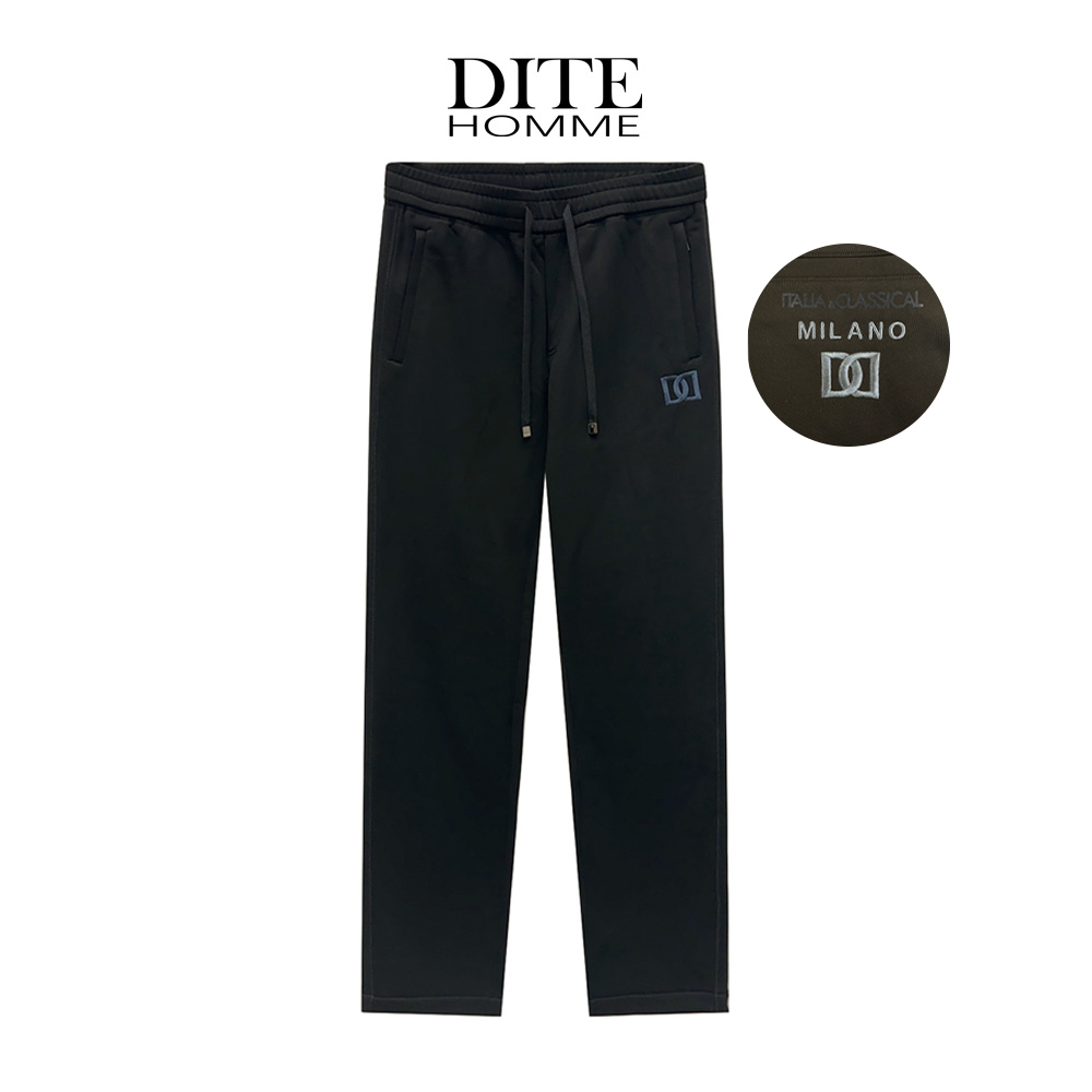 Dite2025年秋冬季男士简约新款运动针织百搭直筒休闲裤双D刺绣标