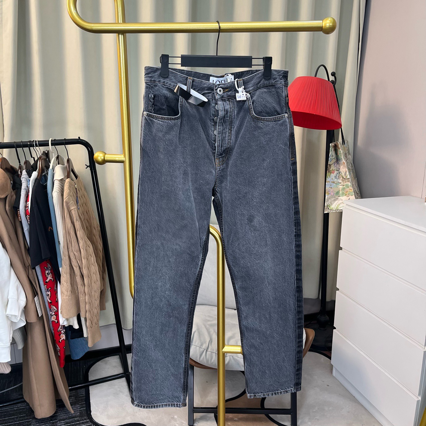 99新 LOEWE/罗意威 水洗蓝皮牌牛仔裤 46码 