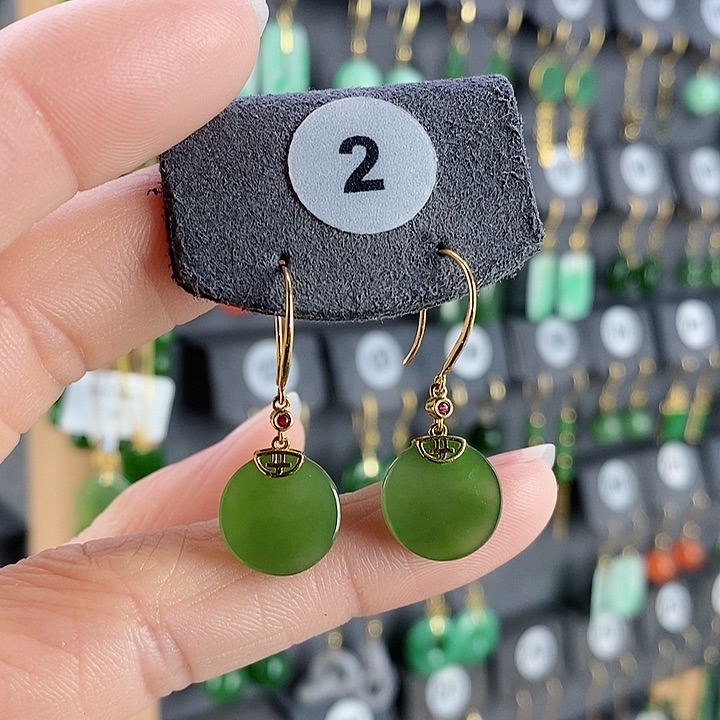 和田玉耳饰18K金镶嵌^****织