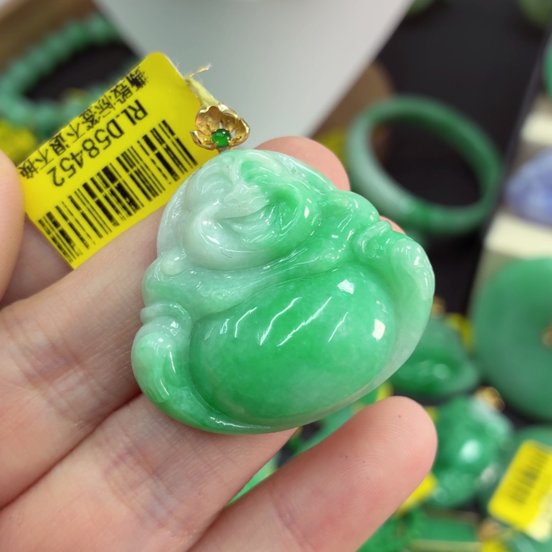 翡翠18K金镶嵌吊坠(不含链)