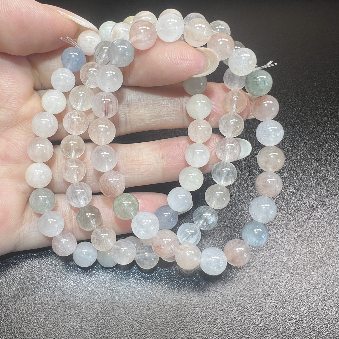 小众新款马卡龙天然彩色兔毛水晶手串女款手链饰品多样性发货