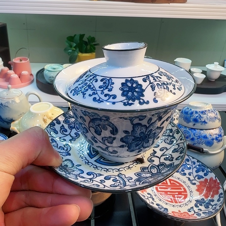 青花瓷器陶瓷茶叶罐 茶具旅行套装