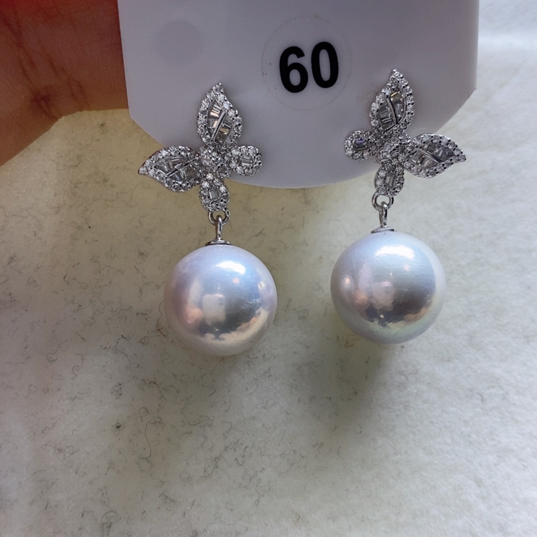 淡水珍珠耳饰银S925镶嵌