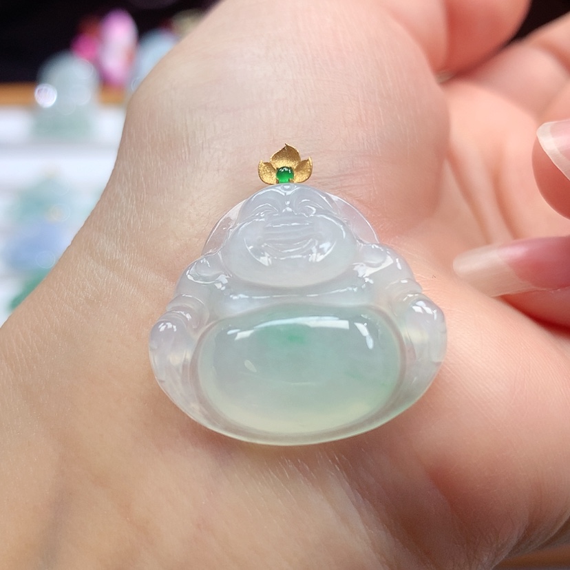 【闪购商品】翡翠吊坠(赠链)18K金镶嵌