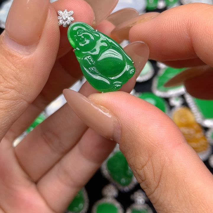 翡翠18K金镶嵌吊坠(不含链)