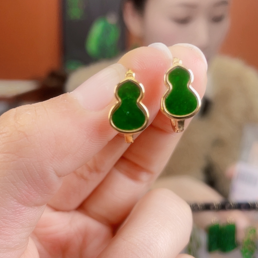 翡翠银S925镶嵌耳饰