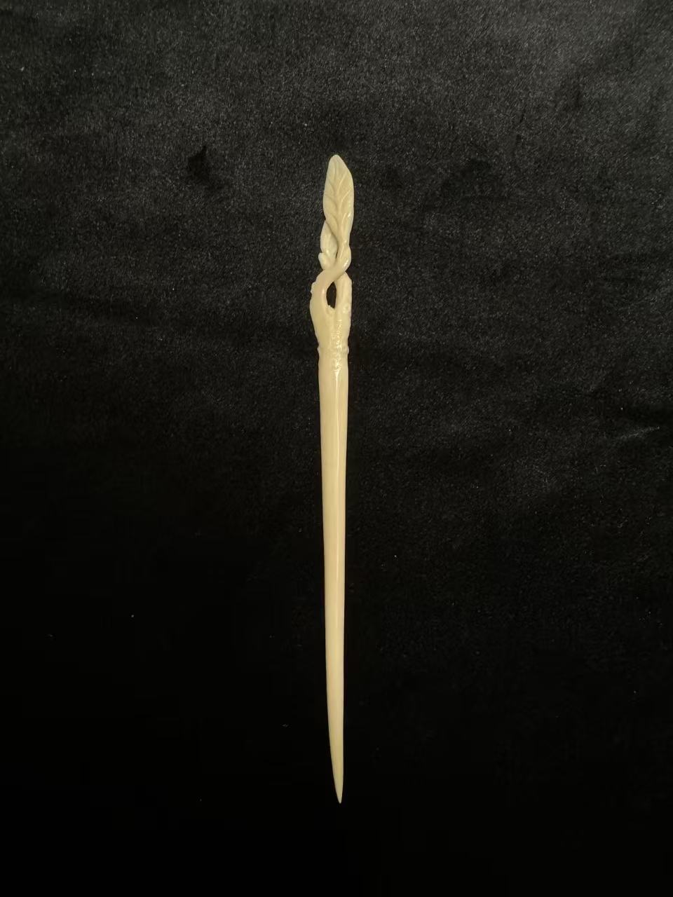 m50387 叠青依 天然猛犸牙古典发簪，纯手工，古风古韵