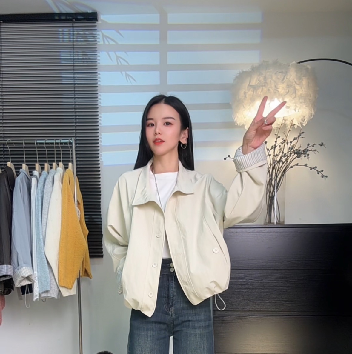 原版高级韩系立领工装外套女秋季港风休闲流行爆款夹克上衣2575