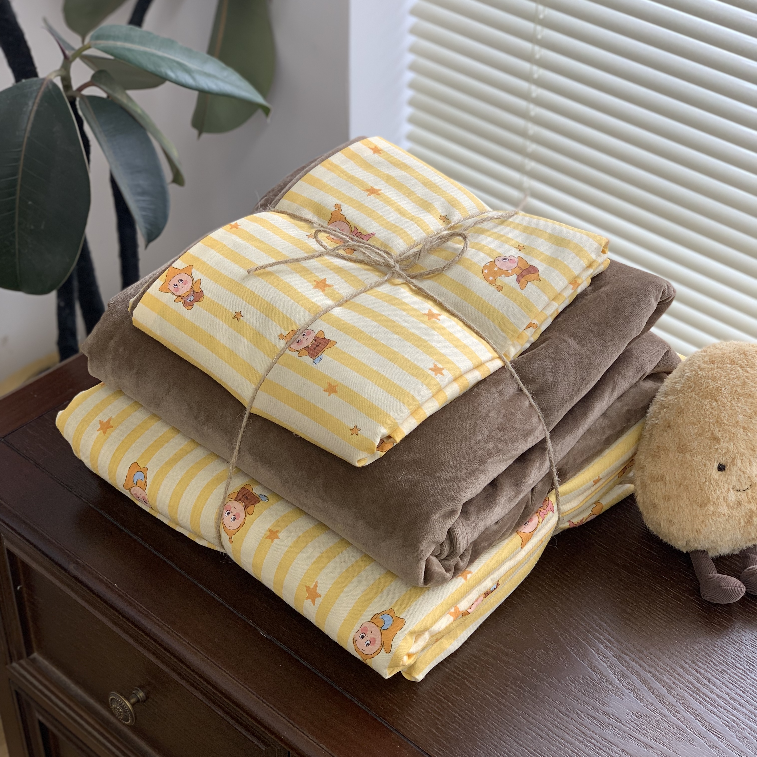 【MJ】ins风A面全棉双层纱B面宝宝绒四件套学生宿舍三件套床品