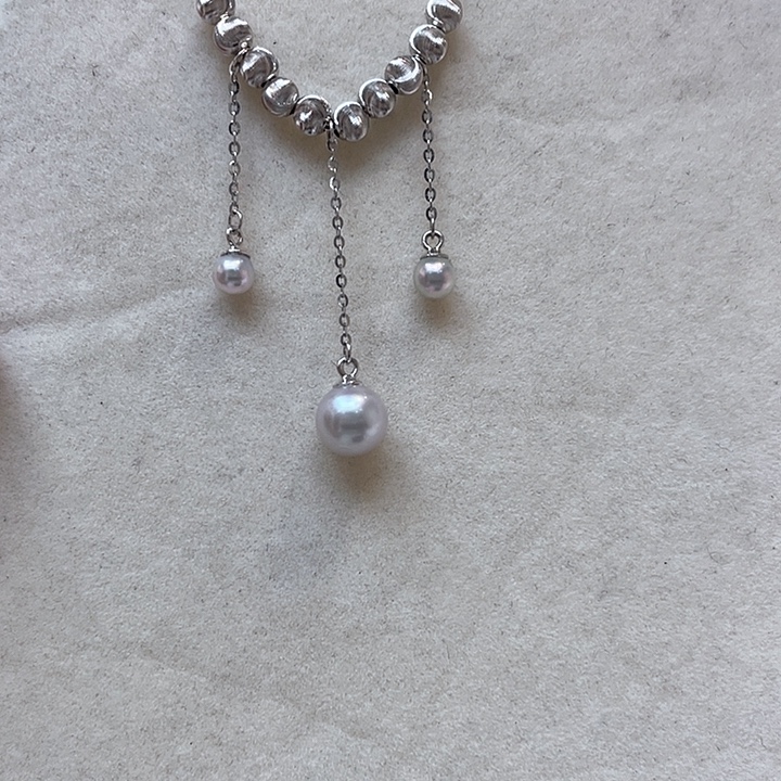 银S925镶嵌海水珍珠项链
