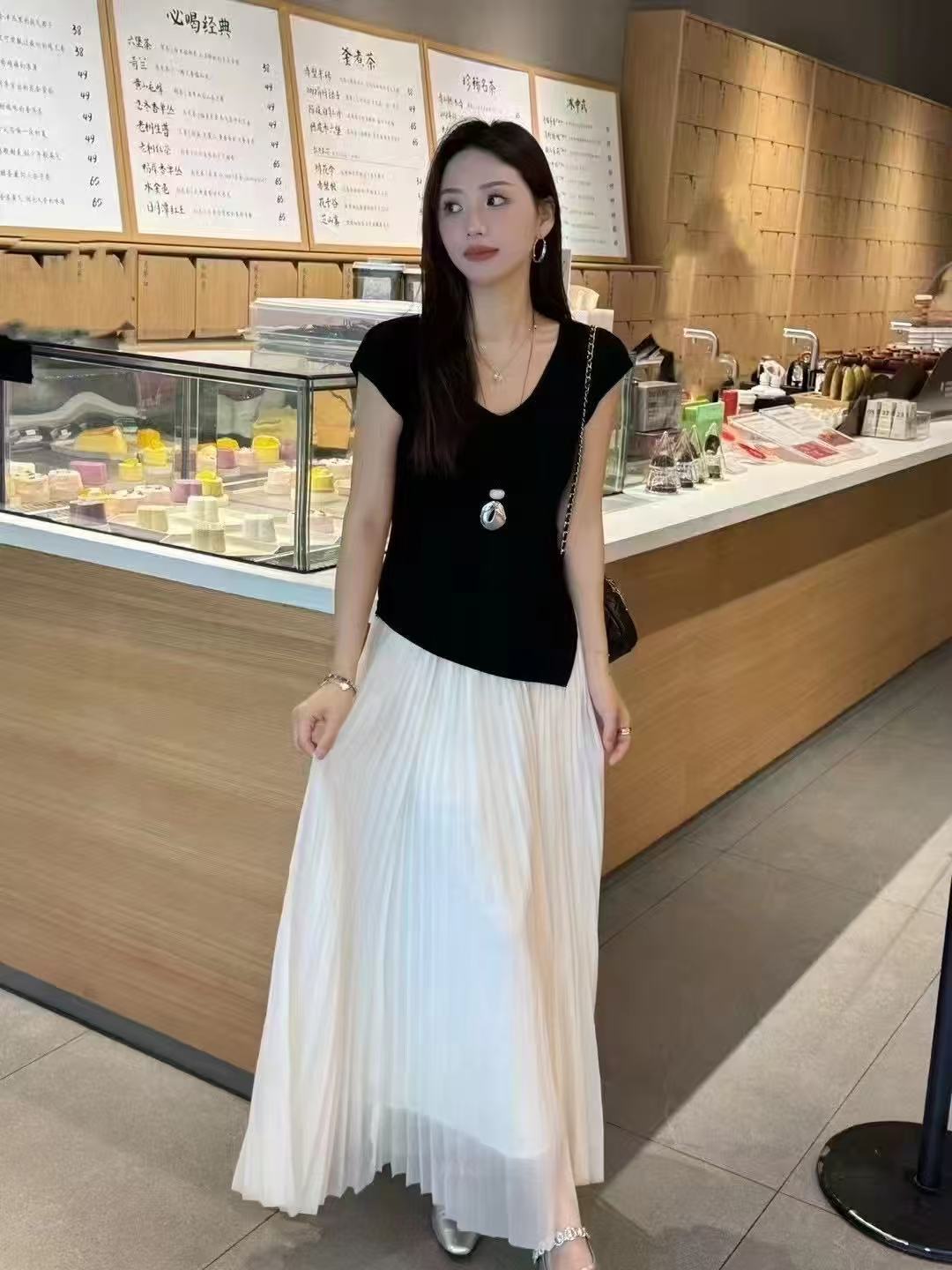 夏季时尚套装百搭拼接显瘦高腰气质半裙中国风连衣裙