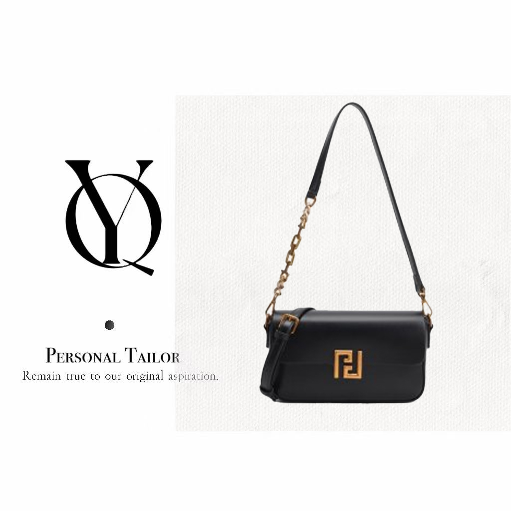 YICHEN法式小方包防脏黑色小包腋下包拉链单肩斜跨包23172 