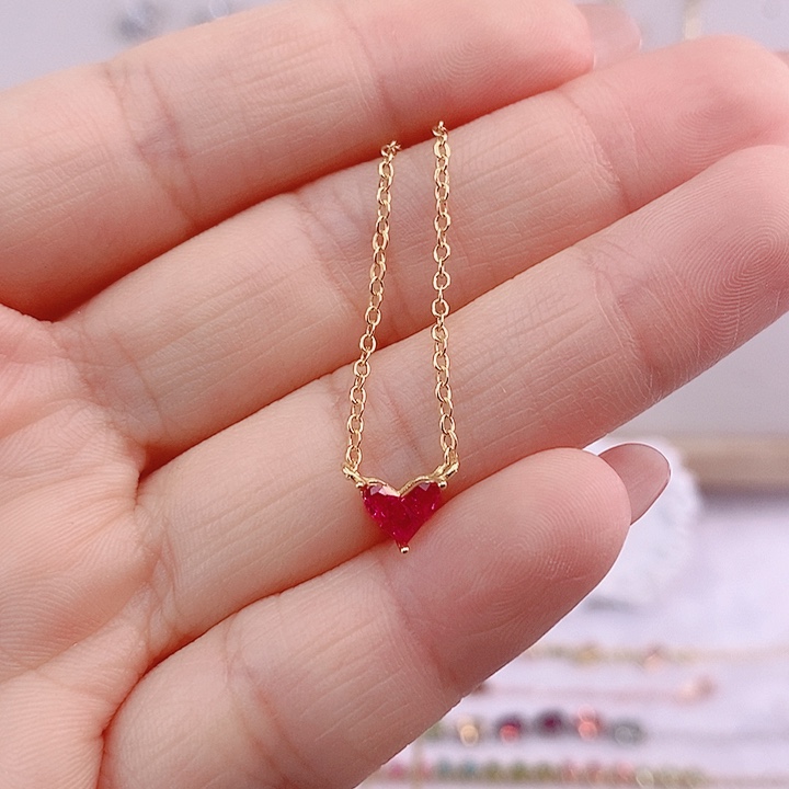 红宝石颈饰银S925镶嵌