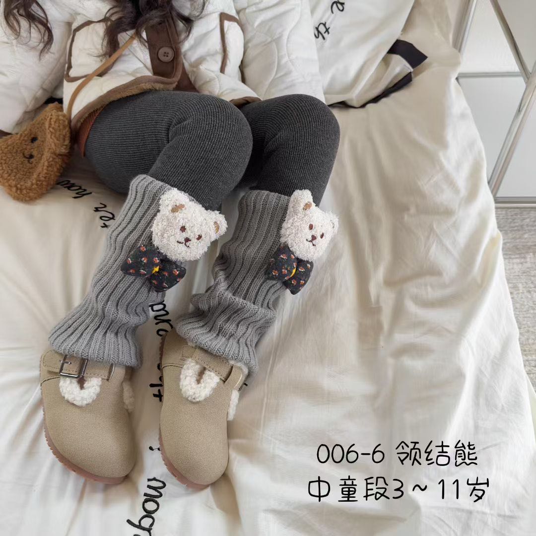 【新疆包邮】儿童加绒小熊带堆堆袜打底裤Y006