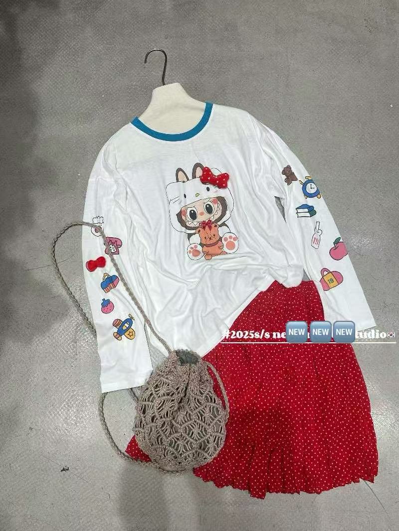 深圳南油高货ZZ卡通防晒长袖时尚印花T恤重工静奢风圆领长袖