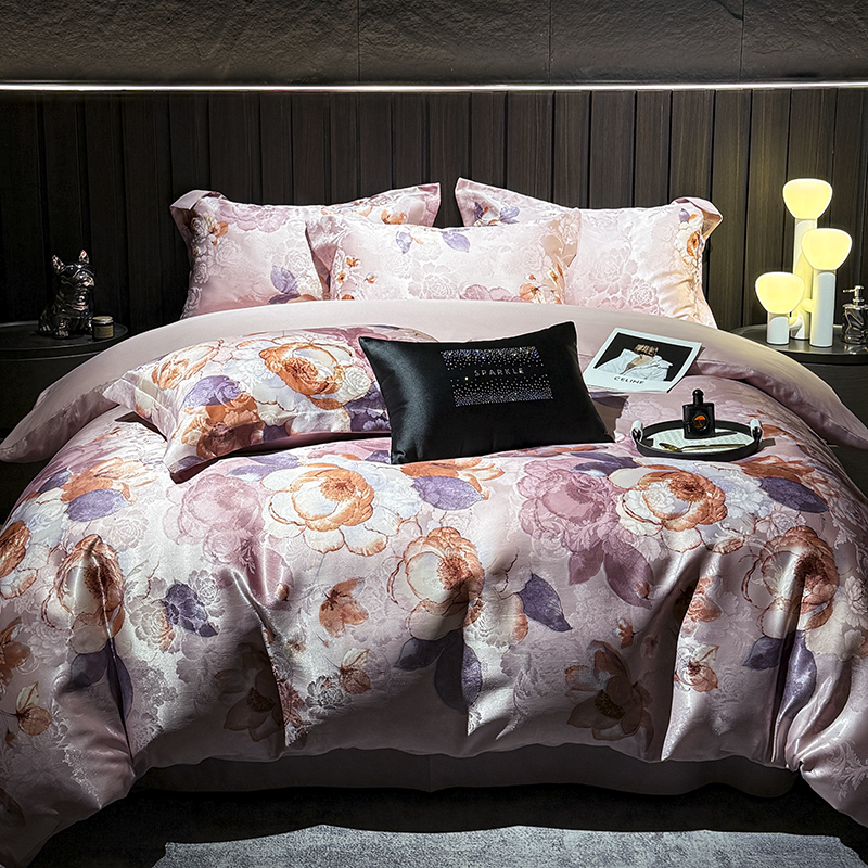  【云梦精选】冬季新款满庭芳贡缎提花轻奢四件套品质