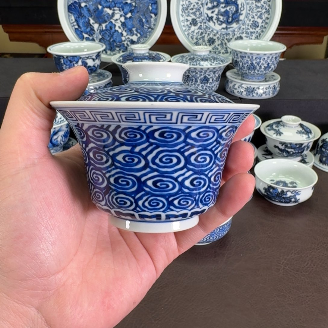 祥云汉龙马蹄盖碗羿器窑