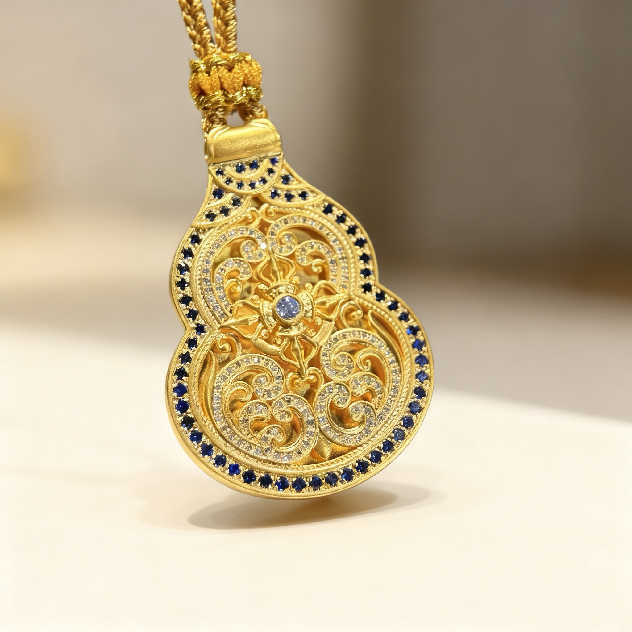 QANNA【超大号君佩葫芦】【国潮风】新中式复古时尚钻石吊坠（赠绳）AY