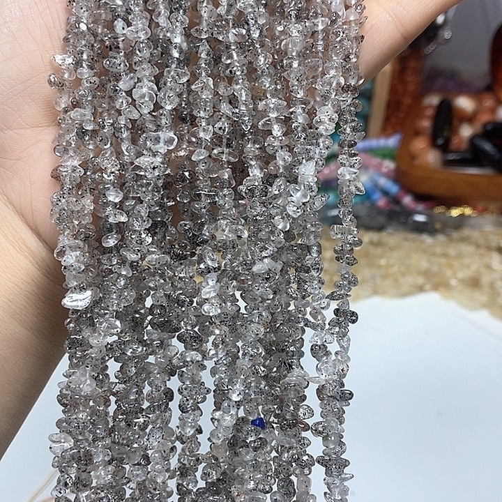 未镶嵌玛瑙/玉髓珠宝半成品天然黑草莓晶绕手4圈