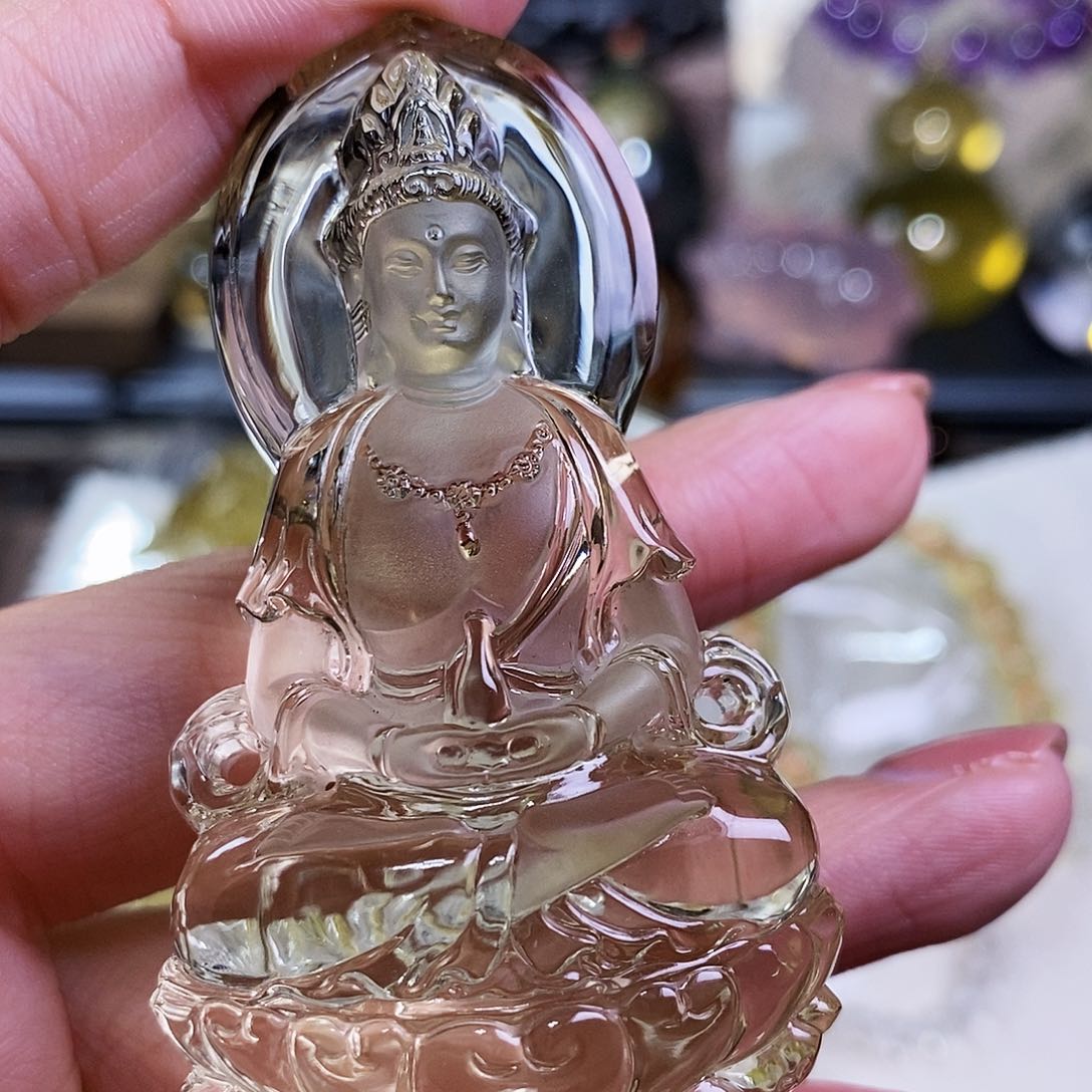 水晶天然水晶吊坠赠珠链未镶嵌大*