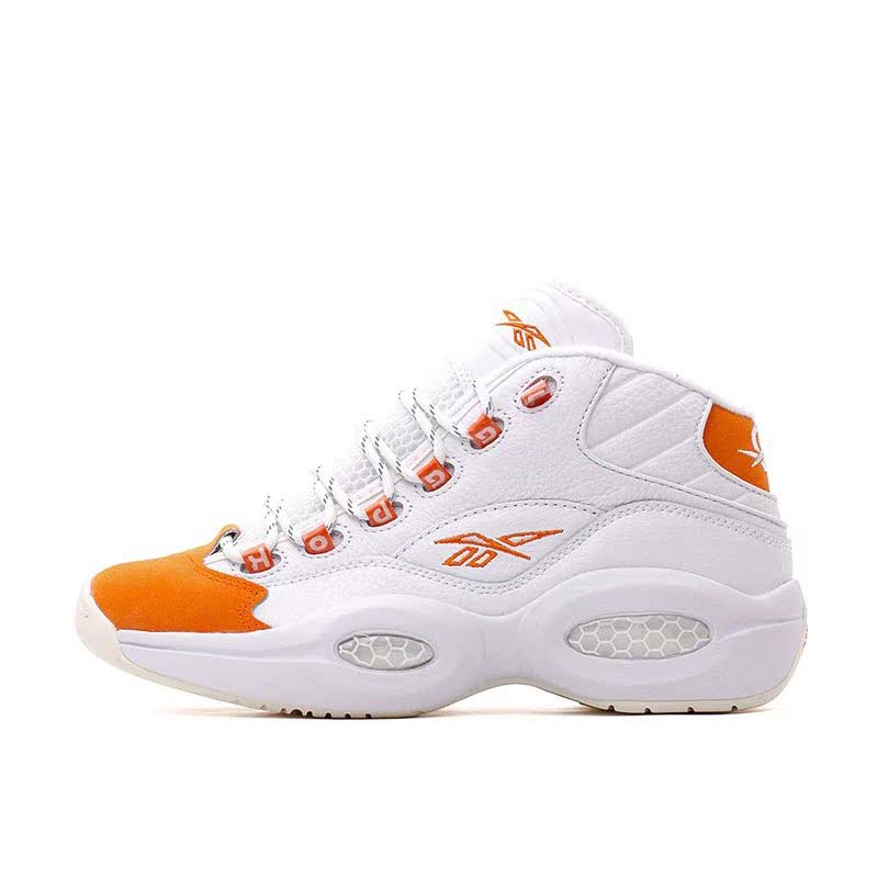 清货 REEBOK 锐步 QUESTION MID 白橙 中帮复古篮球鞋 HR1049