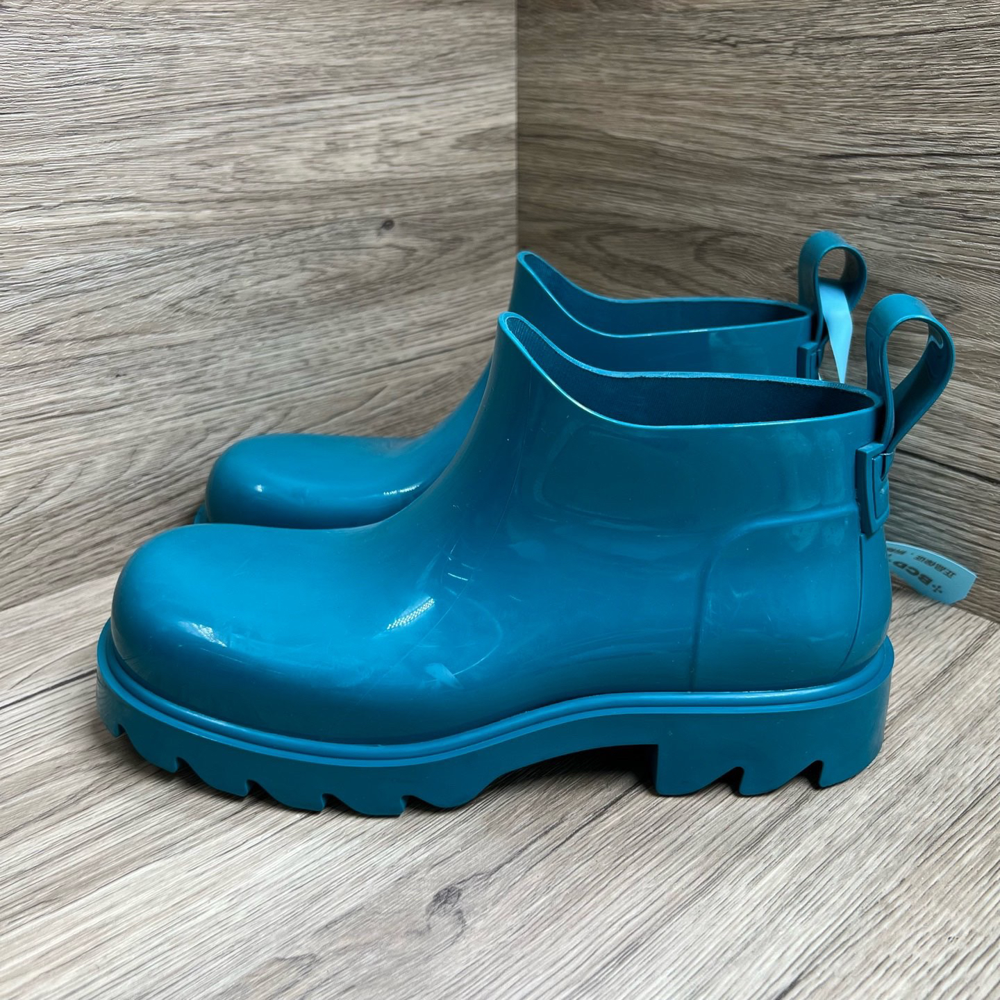 95新 BOTTEGA VENETA/葆蝶家 BV Shine 蓝色短靴 40码