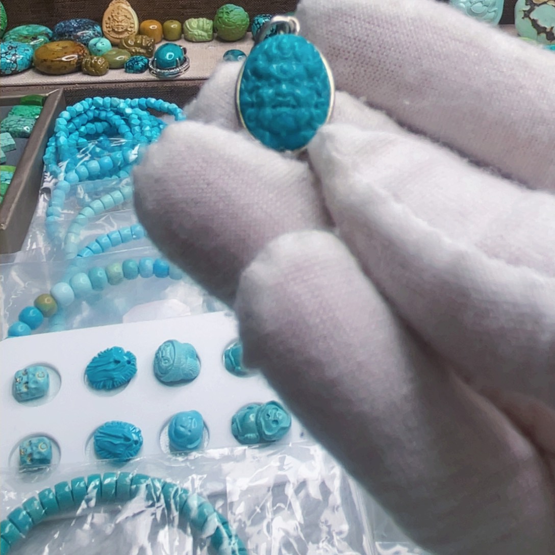 绿松石珠宝奇石银S925镶嵌